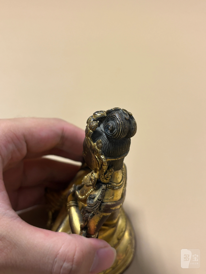 清乾隆 铜鎏金绿度母像 - 图8